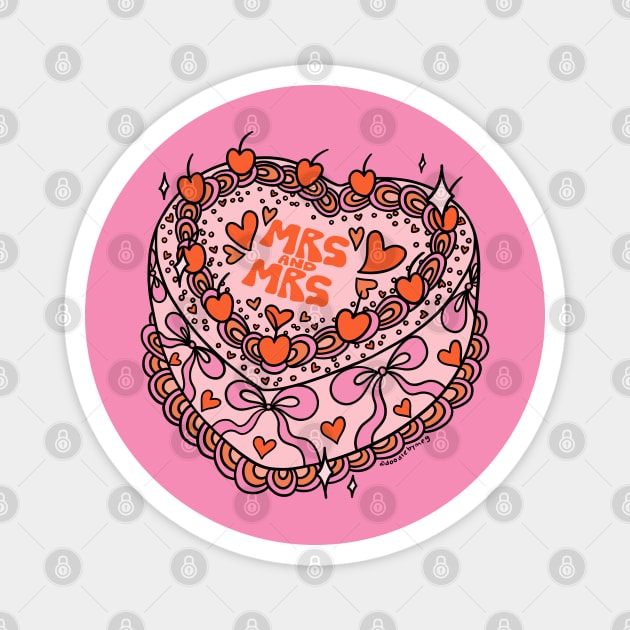 Mrs. and Mrs. Cake Magnet by Doodle by Meg